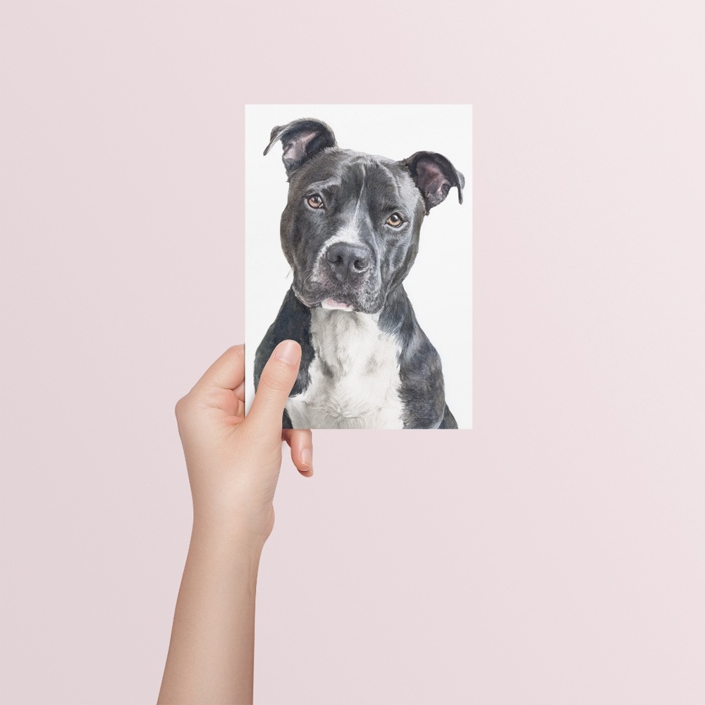 American Pit Bull Terrier Watercolor Wall Art Print Poster - Unframed - Picture 5 of 5